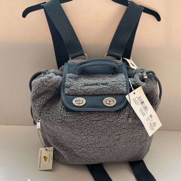 NWT Mandarina Duck Unisex Backpack Bag Cotton Zipper Utility Teady Blue Smoke - Picture 6 of 6